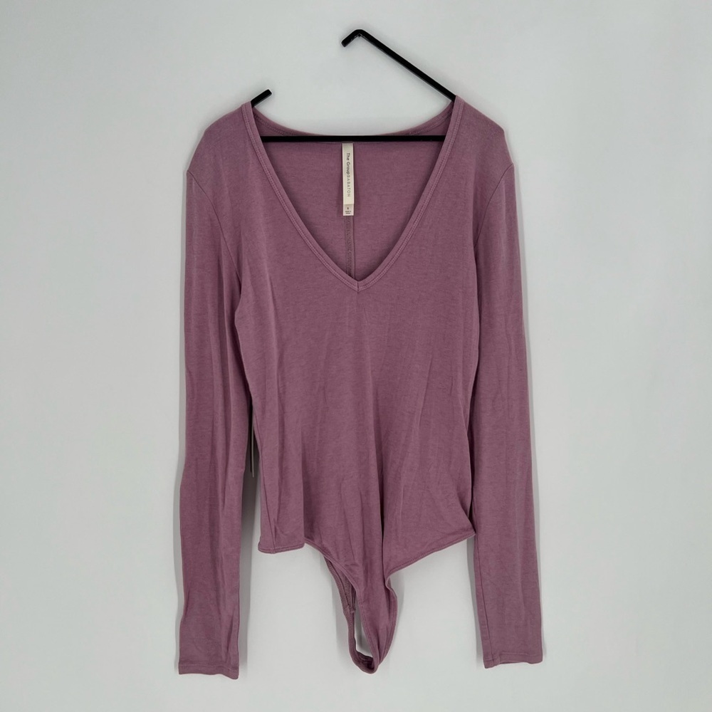 The Group Babaton Impression V Neck Thong Bodysuit In Soft Orchid